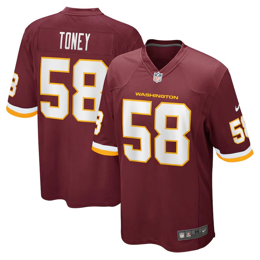 Men Washington Redskins #58 Shaka Toney Nike Burgundy Game NFL Jersey